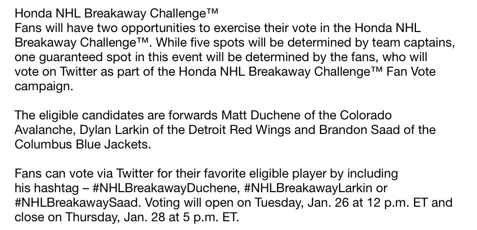 TheHockeyPress's tweet photo. #NHLBreakawayDuchene #NHLBreakawayLarkin #NHLBreakawaySaad

Which Player will you Vote for?
Reply down below... https://t.co/vA2H2eugdC