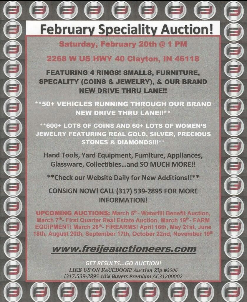 freijeauctions's tweet image. Saturday, Feb. 20th @ 1 PM! #teamfridge #freijeauctioneers #getresultsgoauction #auctionswork #autoauction #coins