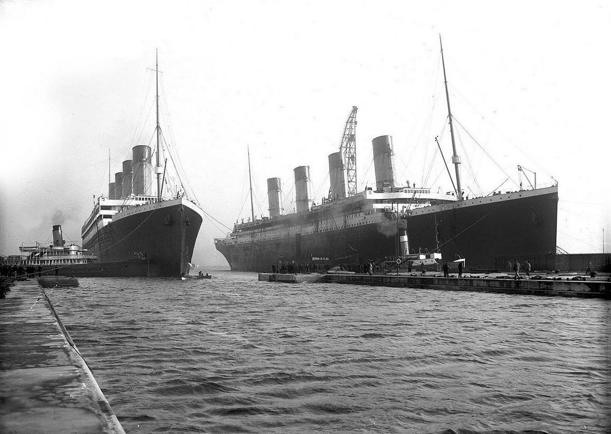 This is What RMS Titanic and RMS Olympic Looked Like  on 3/6/1912 