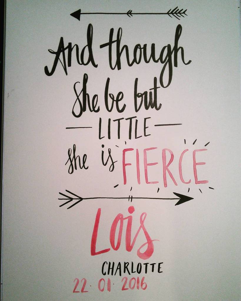 Druthersco's tweet image. By haythaksala #andthoughshebebutlittlesheisfierce #newbabygirl #handdrawnlettering #handmadefont #ligaturecollecti…