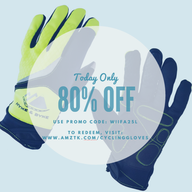 Take 80% OFF Today Only with promo code WIIFA25L. To redeem, visit amztk.com/cyclinggloves