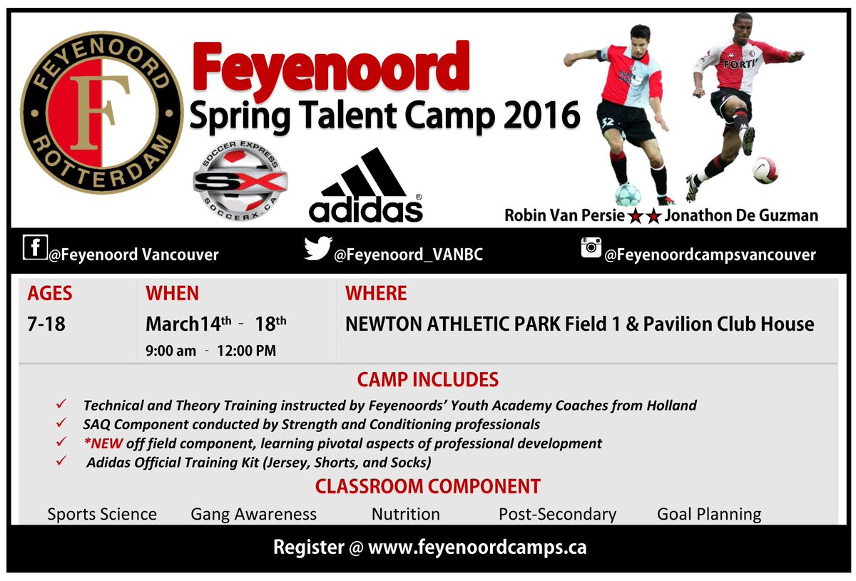 Feyenoord_VANBC's tweet photo. @bcsoccerweb @BCSoccerCentral @1BCSoccer @BCSPL1 Feyenoord Spring Talent Camp! https://t.co/GIC4EpmFxL Register now! https://t.co/Y2wbA5ozc3