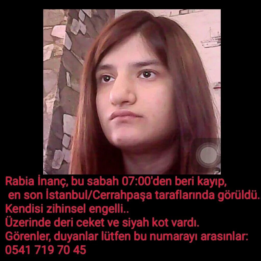 mediha_kamer's tweet photo. Zihinsel engelli  Rabia İnanç #kayıp lütfen paylaşalım arkadaşlar. #SonraBiŞeyOlurVe https://t.co/055zguweEY