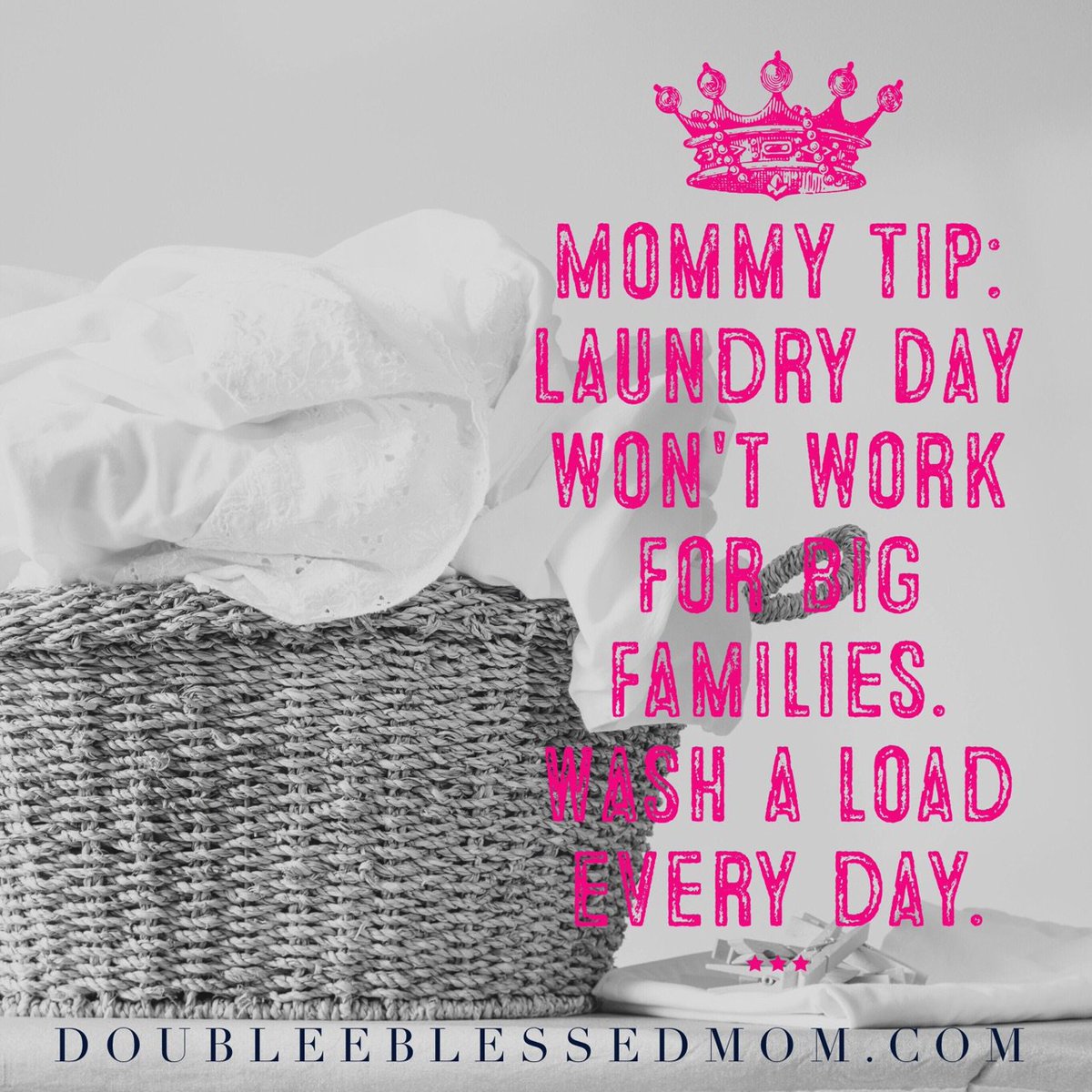 Mommy Tip: Laundry Day doesn't work for big families...  #MommyTip #DoublEEBlessedMom #LaundryProblems
