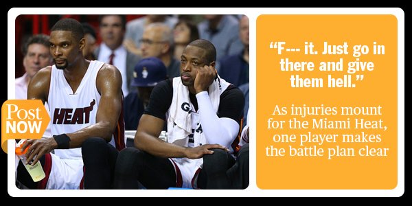 PBPostNOW's tweet image. Why would the banged-up @MiamiHEAT think they can win right now? Easy. pbpo.st/1Vltymv
