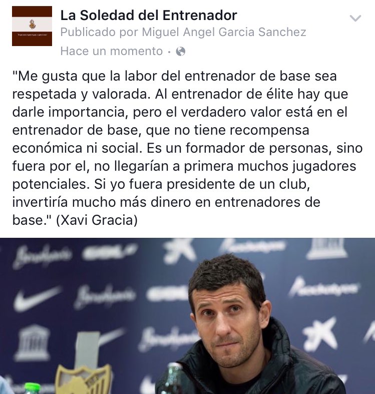 SEntrenador's tweet photo. Si yo fuera presidente de un club, invertiría mucho más dinero en entrenadores de base.(Xavi Gracia) https://t.co/1D1uLxH5mD