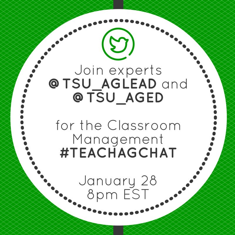 I'm pumped for Thursday's #TeachAgChat with experts <a href="/TSU_AgLead/">TSU Ag Leadearship</a> &amp; <a href="/TSU_AgEd/">TSU_AgEd</a>. We're talking Classroom Management!