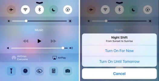Techiany's tweet image. La beta 2 de IOS 9.3 nos trae acceso directo al renovado modo noche