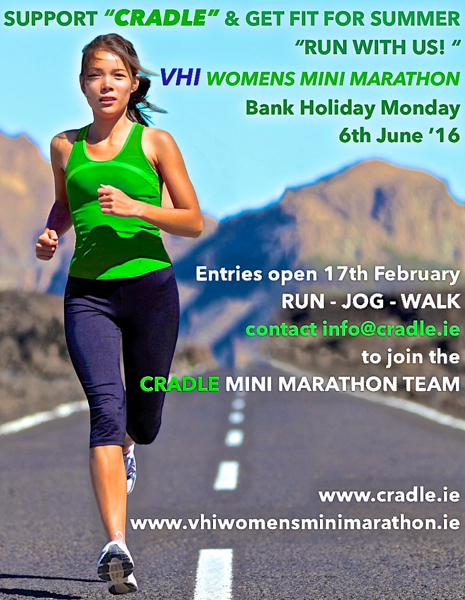 cradleireland's tweet photo. #Wonderful #IrishWomen #GetFit with us #Run the @VhiWMM 4 @cradleireland #Support #Children &amp; #CommunitiesInNeed 💚💚💚 https://t.co/e2UySZWbXe