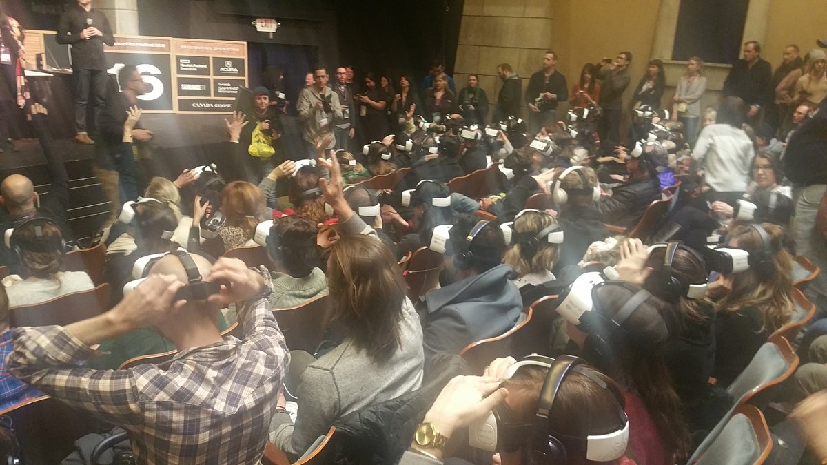 deep_rifter's tweet image. Audience dives into &quot;Collisions&quot; for mass vr viewing @TwoBitCircusVR #SundanceFilmFestival Very cool