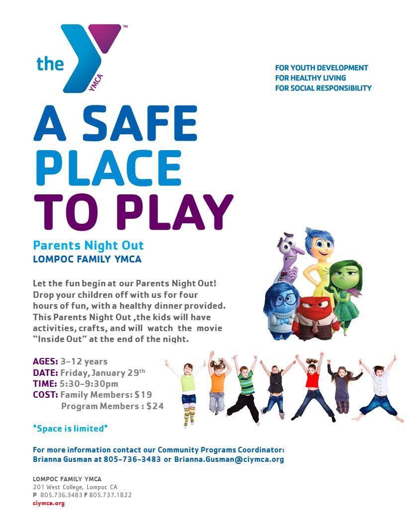 BriG_BeCauseY's tweet photo. Parents Night Out this Friday on the 29th @LompocYMCA ! :)
#YouthDevelopment #HealthyLiving
#BeCauseY #CIYMCA #YMCA https://t.co/O7smXngWB3