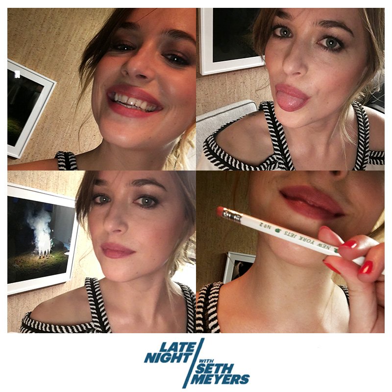 LateNightSeth's tweet photo. Welcome to Studio 8G, Dakota Johnson! ✏️ https://t.co/HYVbdMvHgD