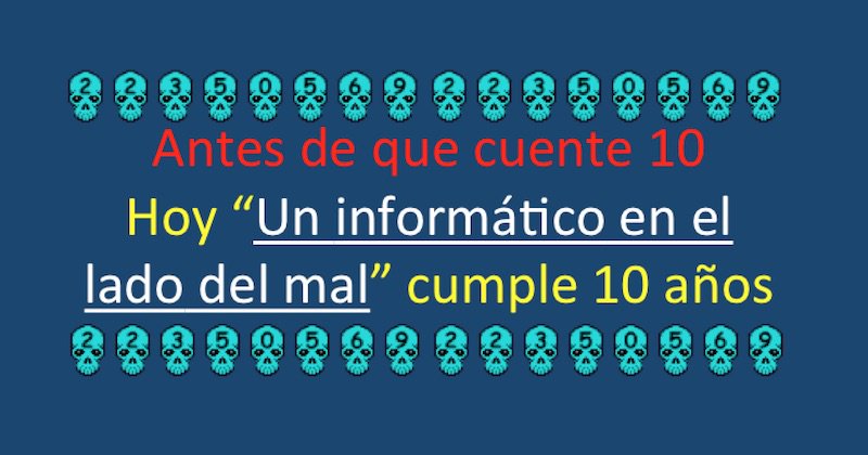 chemaalonso's tweet photo. El lado del mal - Antes de que cuente 10. Hoy “El lado del mal” cumple 10 años https://t.co/RWpXtEVkDf }:) https://t.co/ZpbaBdCFab