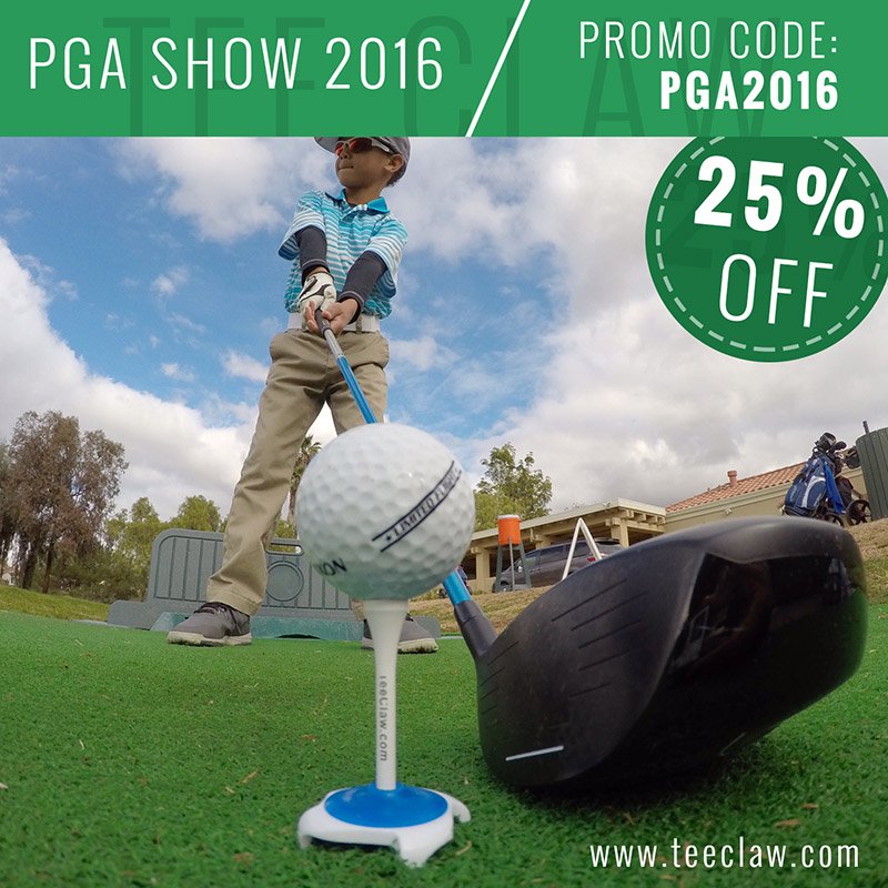 Tee_Claw's tweet image. In honor of the PGA Show this week, all orders are 25% off with the promo code PGA2016! Deal ends Saturday night!