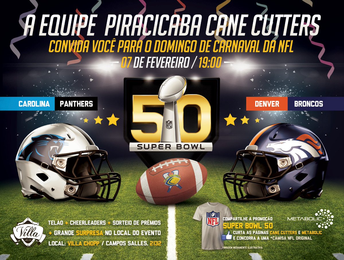 CaneCutters's tweet photo. Vai ficar de fora dessa?
Carnaval Super Bowl 50 com Cane Cutters.
Acesse nossa Fan Page no Facebook e participe. https://t.co/676ZEADBFt
