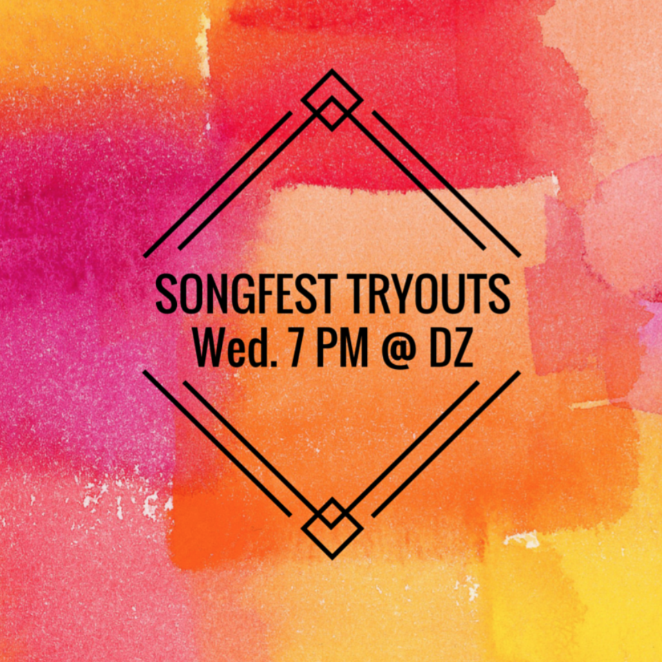 Calling all DZ girls!! Songfest tryouts are Wednesday, January 27 at 7 PM in our Chapter Room. Don't miss out!