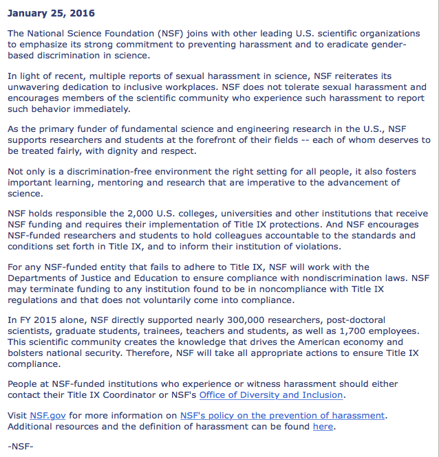 phylogenomics's tweet photo. YES: National Science Foundation (@NSF) will not tolerate harassment at grantee institutions https://t.co/ju1K6L3vVr https://t.co/CMU0FXkoqC