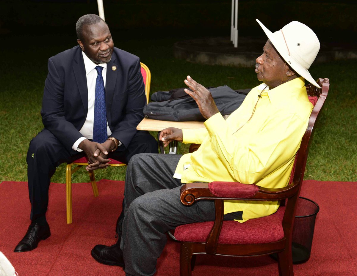 ntvuganda's tweet image. President Museveni met Dr. Riek Machar &amp;amp; wife Angelina Teny at Masindi state lodge in a closed meeting (PPU photos)