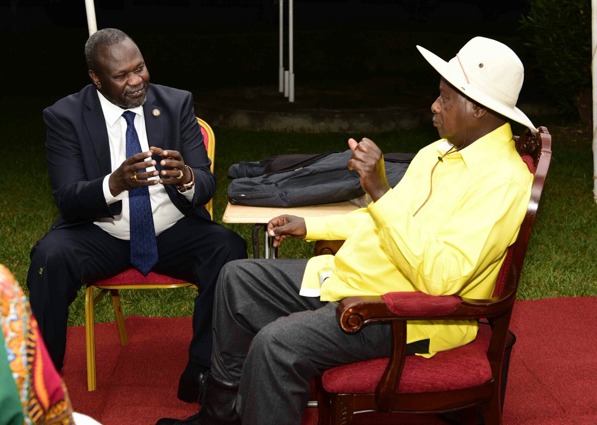 ntvuganda's tweet image. President Museveni met Dr. Riek Machar &amp;amp; wife Angelina Teny at Masindi state lodge in a closed meeting (PPU photos)