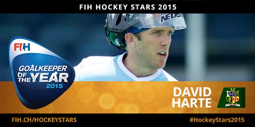 FIH_Hockey's tweet photo. Congratulations @daveyharte 2015 Goalkeeper of the Year!! 👌 #HockeyStars https://t.co/17SEtt3A5i