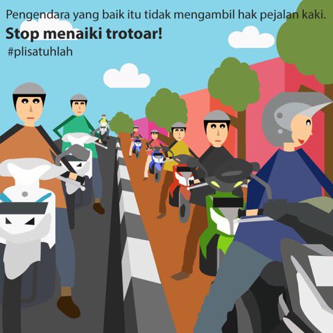 Masih ada yang begini? Yuk hargai pengguna jalan lainnya dengan tidak naik ke trotoar. #plisatuhlah