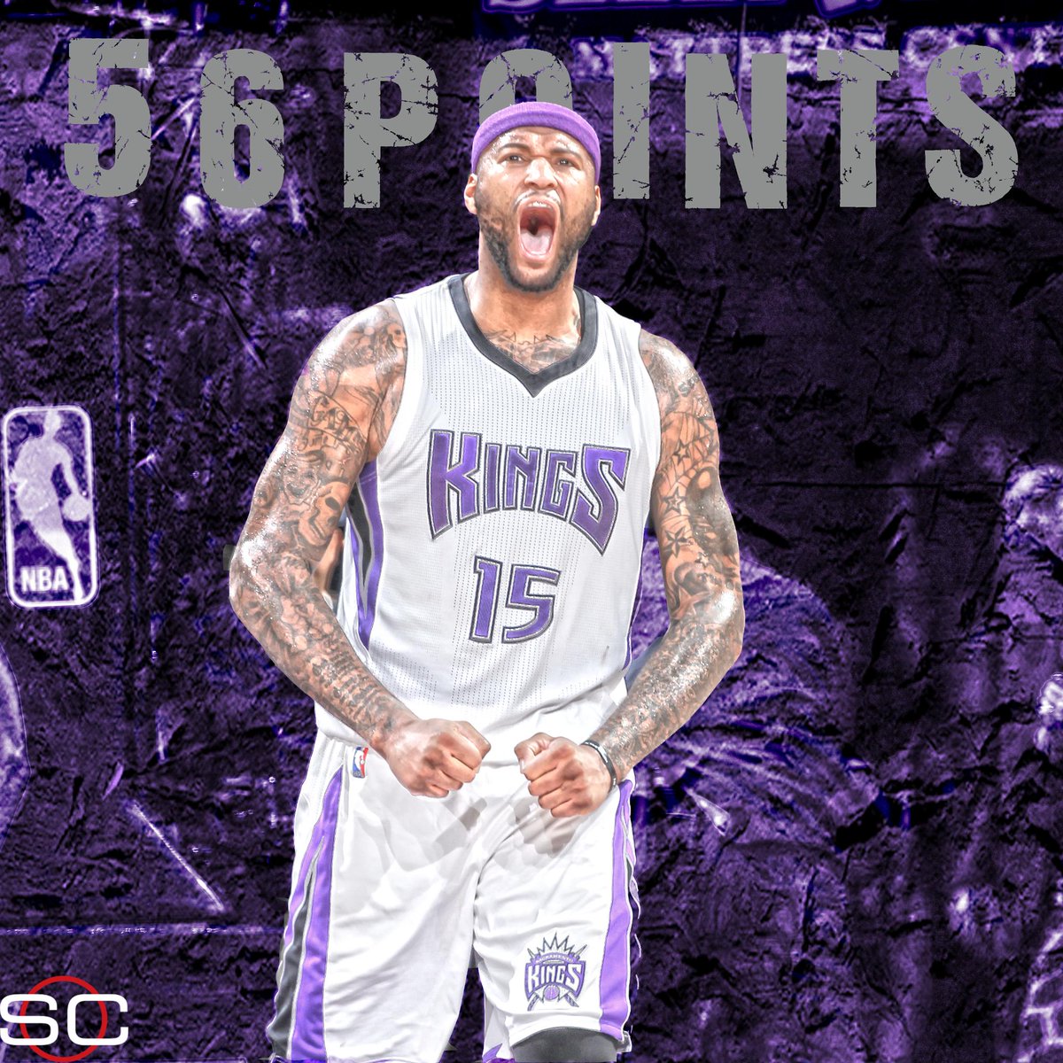 SportsCenter's tweet photo. WHAT A GAME! DeMarcus Cousins finishes with 56 points, most in the NBA this season, in Kings' 2 OT loss. https://t.co/vQbNG2h2UF