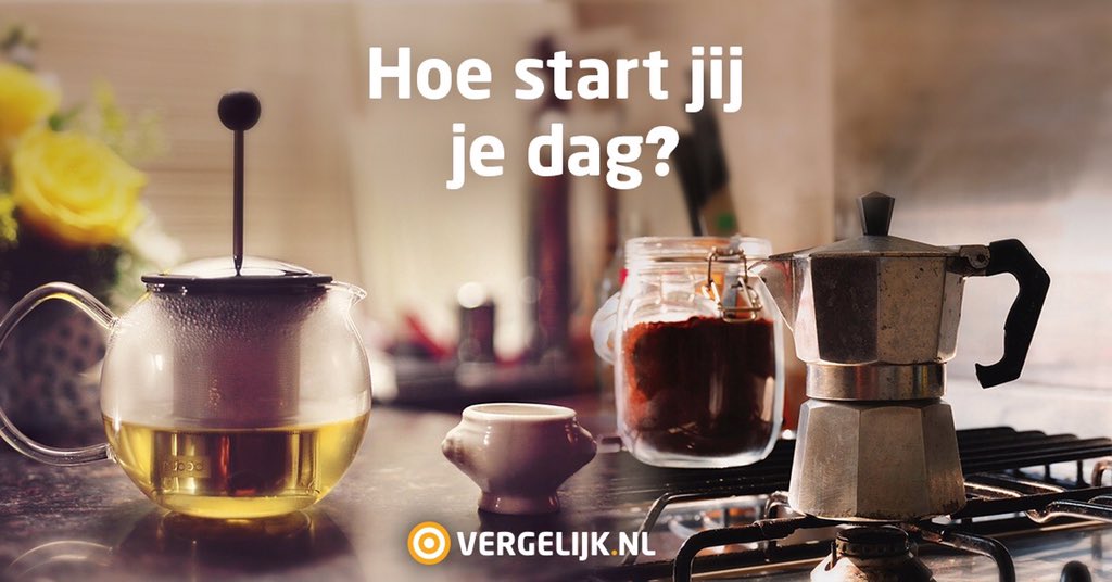 Goedemorgen! Kopje koffie? Kijk voor al je koffie-en thee benodigdheden op vergelijk.nl!