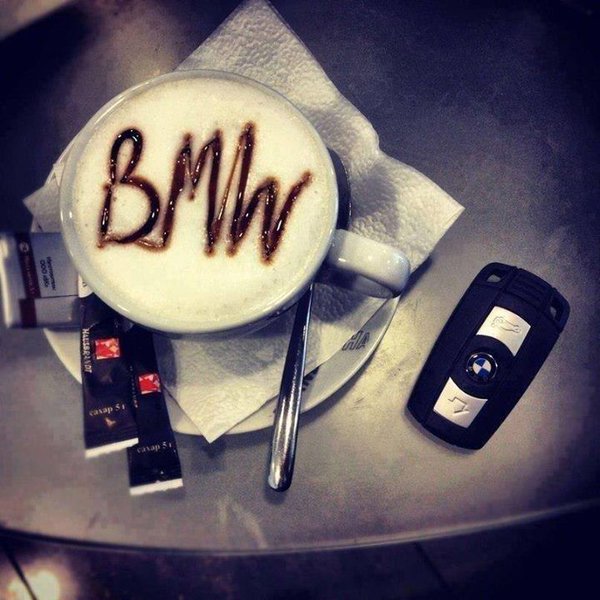 BMW's tweet photo. Well, buongiorno! MT @euroimportgomme Cappuccio targato! #BMW #cappuccino https://t.co/BUYdg9iI1D