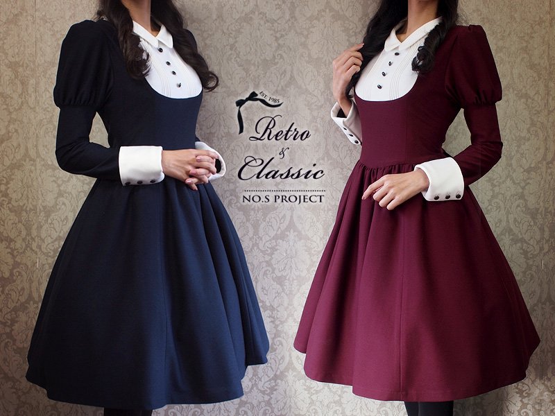 NO.S PROJECT クラシックレトロワンピース ネイビー　S クラシックレトロワンピース ナイトネイビー | NO.S PROJECT
