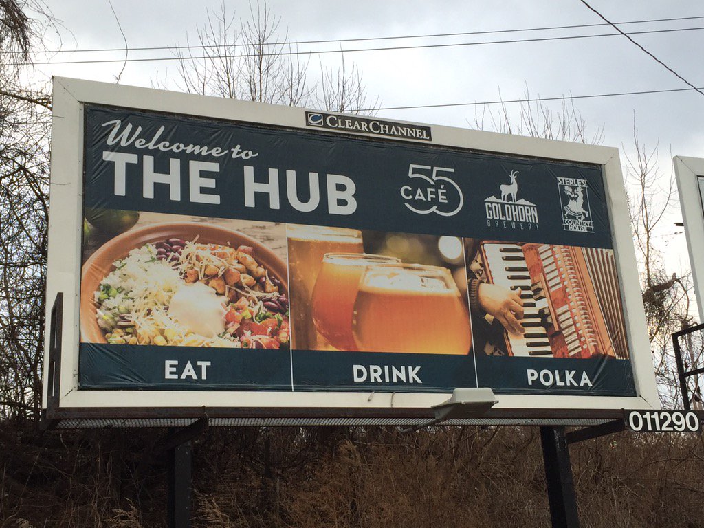 SterlesCLE's tweet photo. EAT, DRINK, POLKA. "Welcome to the HUB" @goldhornbrew @cafe55cle @joecimperman  @StClairSuperior @CLE_EDNichols https://t.co/1eoErEhr9o