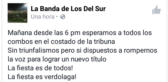 VAMOS TODOS... LA HINCHADA Y LOS JUGADORES! <a href="/Labandalds/">LA BANDA DE LOS DEL SUR</a> <a href="/LDSoficial/">Los Del Sur</a> <a href="/LDSfloresta/">Floresta Carnaval Verdolaga 1999</a> <a href="/PradoVerde1999/">🟢Prado Verde | 1999 ⚪️</a> y todos los combos.