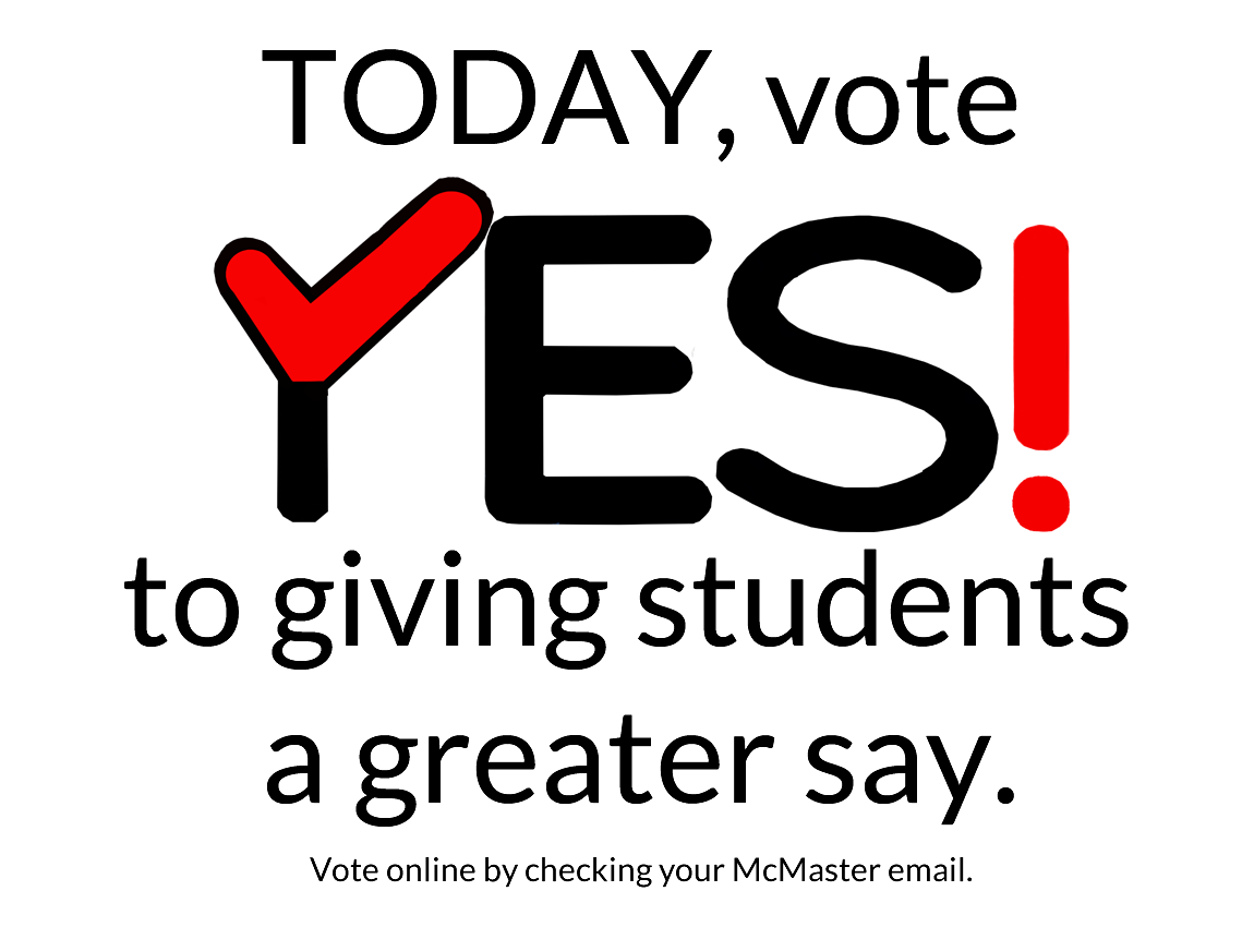 msuvpref's tweet photo. Today is the day. Vote YES to having a greater say. Vote YES to electing your Vice Presidents at-large! #McSU https://t.co/FWsK4M8gQb