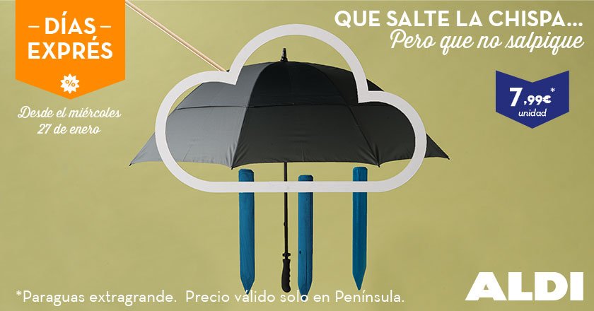 Uživatel ALDI España na Twitteru: „Protege llama de tu amor con este enorme paraguas. ¡Y que la lluvia no apague la chispa! https://t.co/8EOTQawHej https://t.co/bvMhfF6p53“ / Twitter