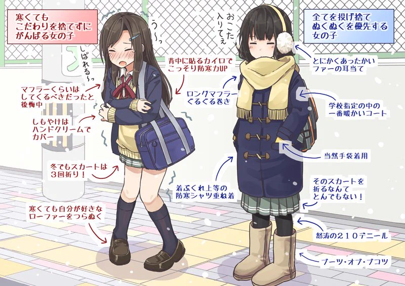 あなたの好みはどっち？ＪＫの寒い日の格好、こだわり派vsぬくぬく派で意外な結果に・・！