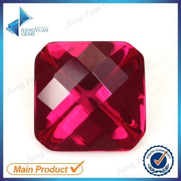 jygemstone.com/SyntheticRuby/ 5#square cushion checkerboard synthetic ruby price per carat