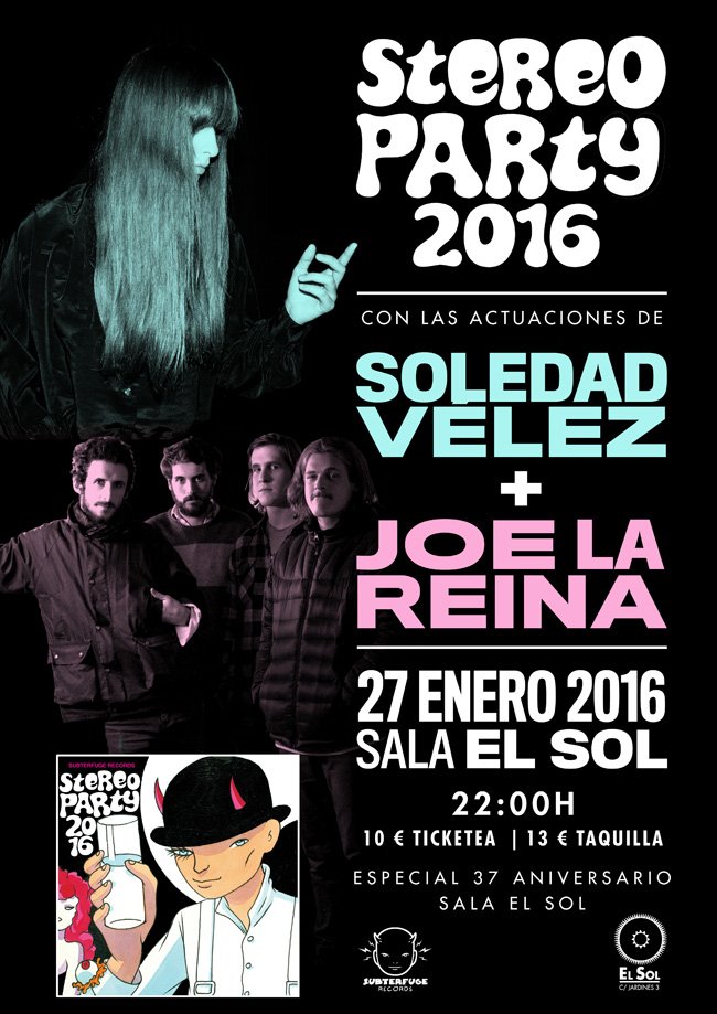 Subterfugerec's tweet photo. ¡¡MAÑANA!! #Stereoparty2016 con @soledadvelez y @JoelaReina en la @SalaElSol #Madrid ¡VEN! https://t.co/c9wV2xMIPo https://t.co/zGaUu1RWWn