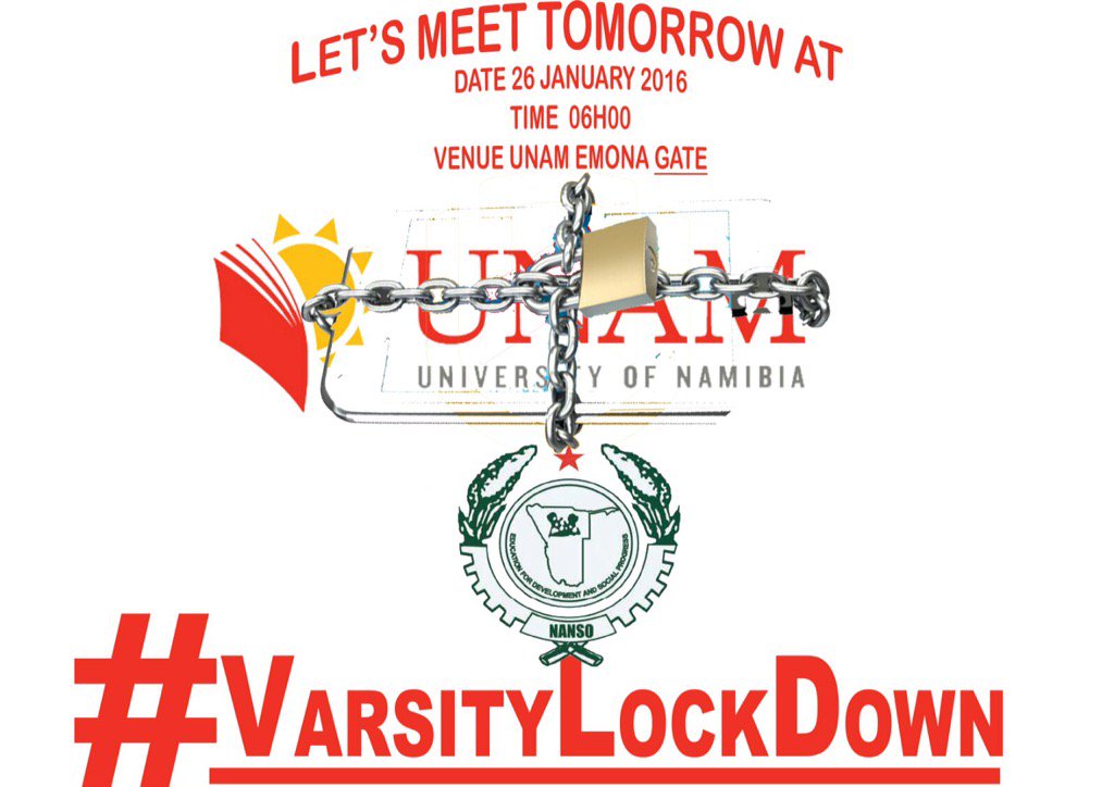 EmmaTheofelus's tweet photo. We are on the ground with the UNAM students. The university has been shut down. #VarsityLockDown https://t.co/Xj4EBXEQ5M