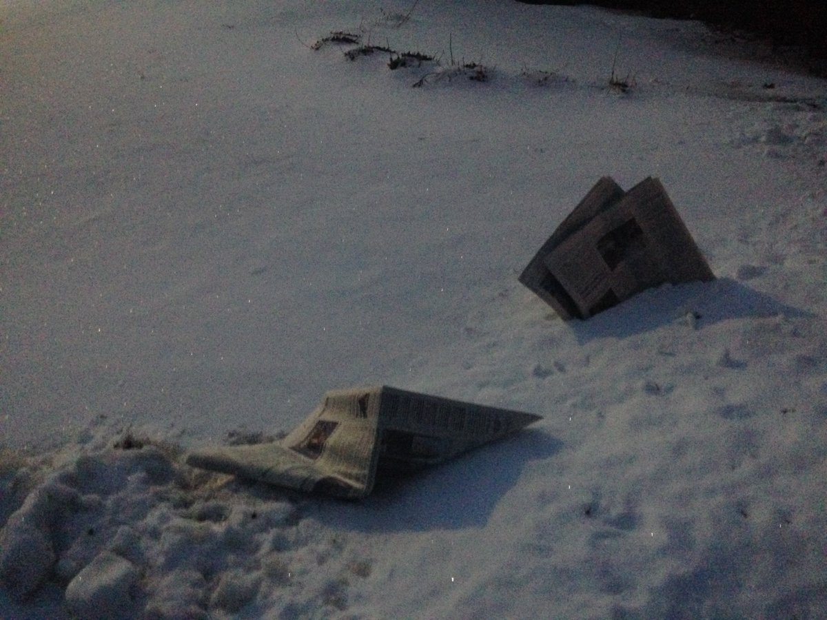 buckbites's tweet image. Most days, no @bostonglobe. Today?  Two. One in a bag, one strewn out in the snow. #globeproblems