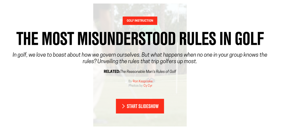 GolfDigest's tweet photo. Myth: If you hit a ball into a hazard with yellow stakes, you can take 2 club lengths. Fact: https://t.co/y4gPE2MoZv https://t.co/4uZmjitfYM