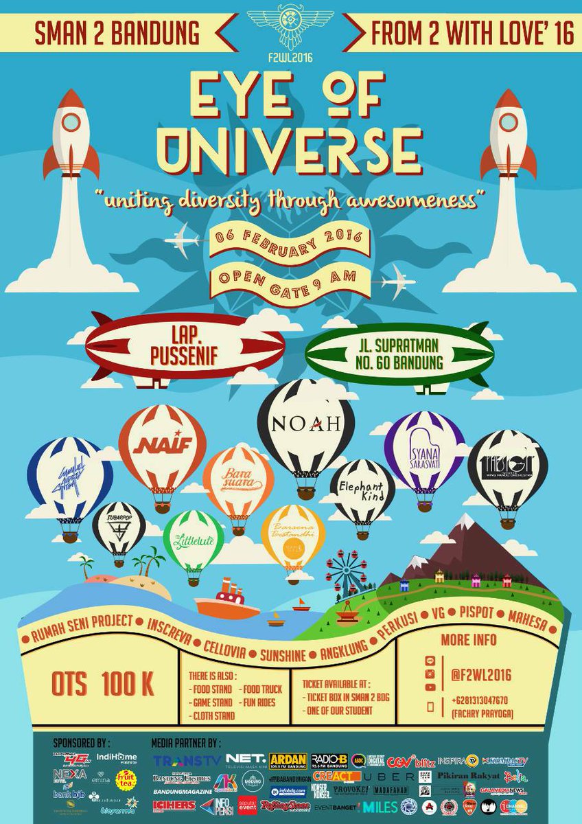 Grab your ticket only 70K everyday at SMAN 2 Bandung or for only 100K on the spot.
For more information: <a href="/F2WL2016/">From 2 With Love '16</a>
