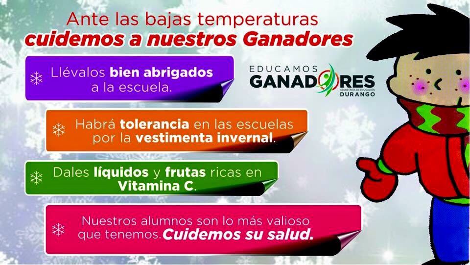 SEED_Dgo's tweet photo. No olvides las siguientes recomendaciones, ante las bajas temperaturas. https://t.co/wqFzvkuGJr