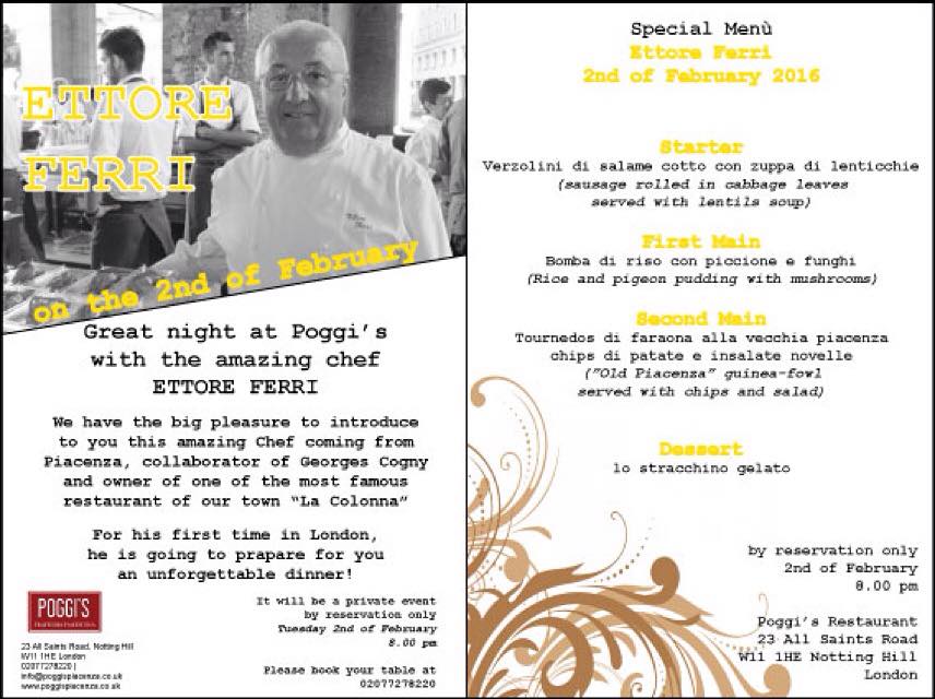 RistoLaColonna's tweet photo. Martedì 2 febbraio ci trovare da #Poggi's Restaurant a #Londra a cucinare piacentino! #Piacenza #cucina #LaColonna https://t.co/w6AaIGRfeb