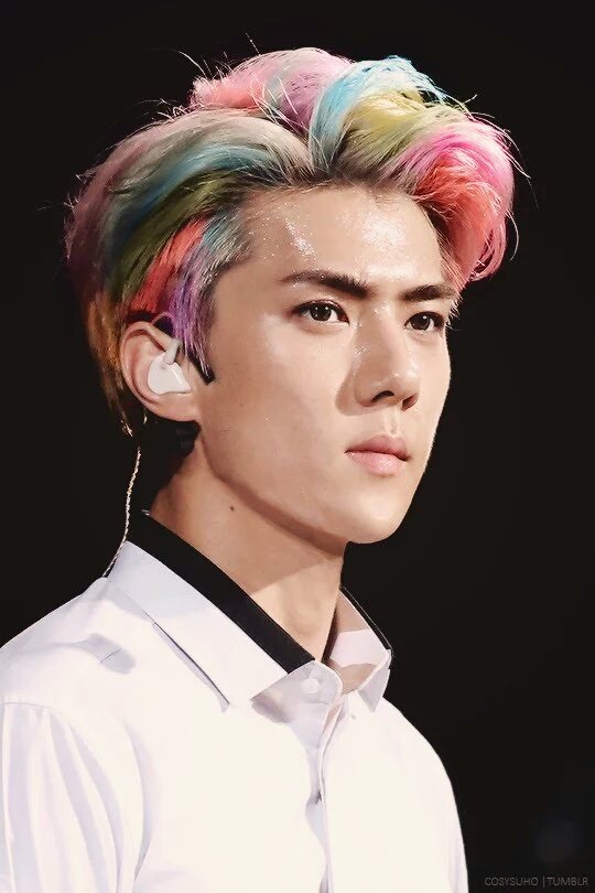 On Twitter Rainbow Colored Hair Still Match The 2016 Sehun