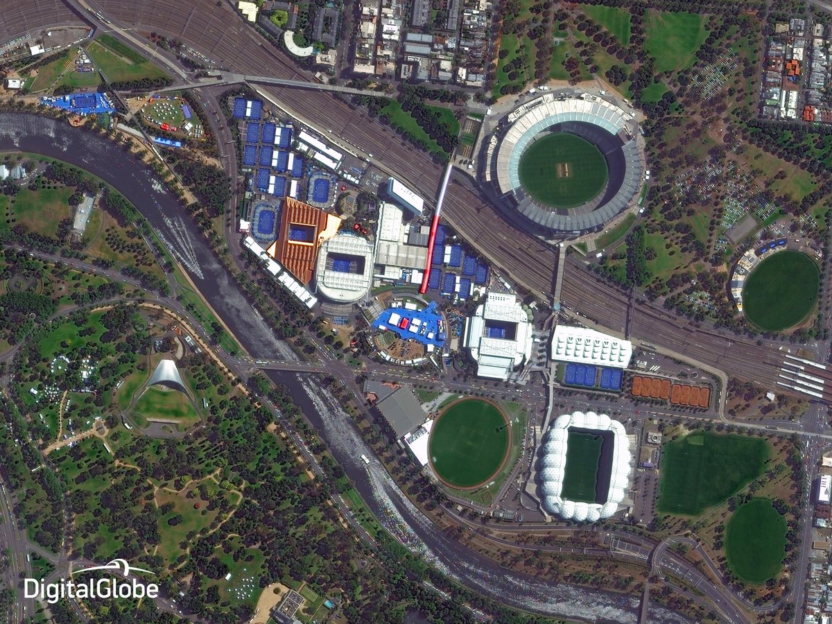vantortech's tweet image. In honor of #AustraliaDay, here&apos;s an image of the #AusOpen captured today by #WorldView2.