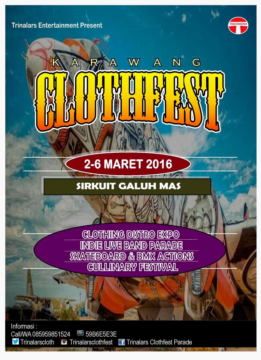 KARAWANG CLOTHFEST 2-6 Mar '16 Sirkuit Galuh Mas. WA 085959851524 <a href="/Loryside_Cloth/">IG : LORYSIDE</a> <a href="/ArkenstoneCo/">Arkenstone Company</a> <a href="/LomlandCloth/">Ig: LomlandClothing</a>