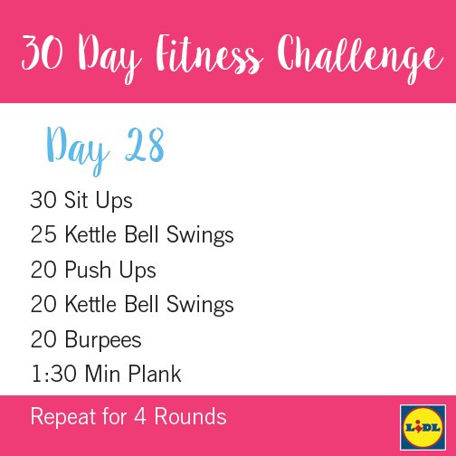 We're on Day 28! Tweet us with #LidlFitness for the chance to win a €100 voucher this week :)