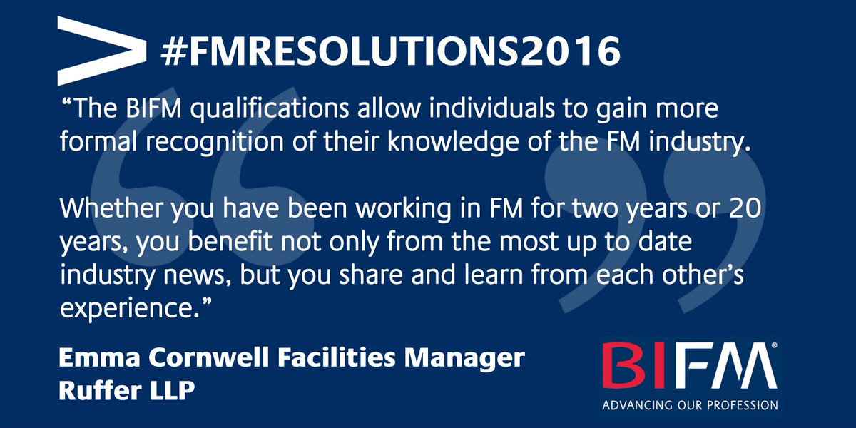 IWFM_UK's tweet image. Hear from our members why #FMQualifications are so beneficial ow.ly/XveZj #FMResolutions2016