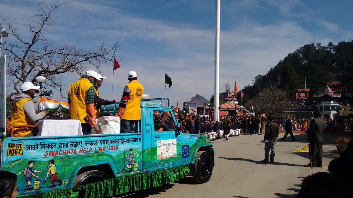 SwachhShimla's tweet photo. #MyCleanIndia @SwachhBharatGov Tableau on Swachh Bharat put into display on Republic Day celebration at Shimla https://t.co/L6w7wyW5oC