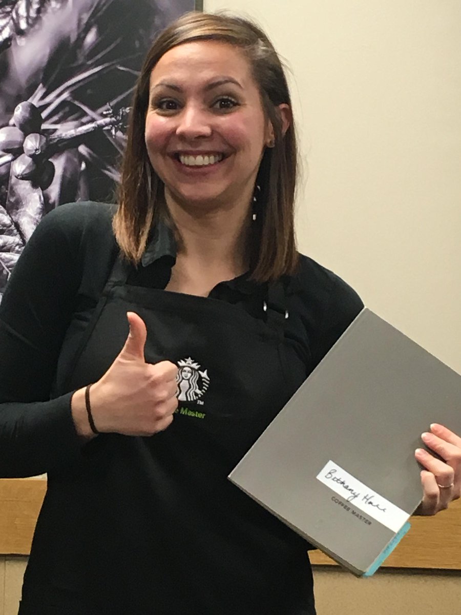SarahSdent's tweet photo. Congrats Bethany, SM at Fairfield Commons our new coffee master. #tobeapartner. #tobeacoffeemaster https://t.co/l5PAusSJaY