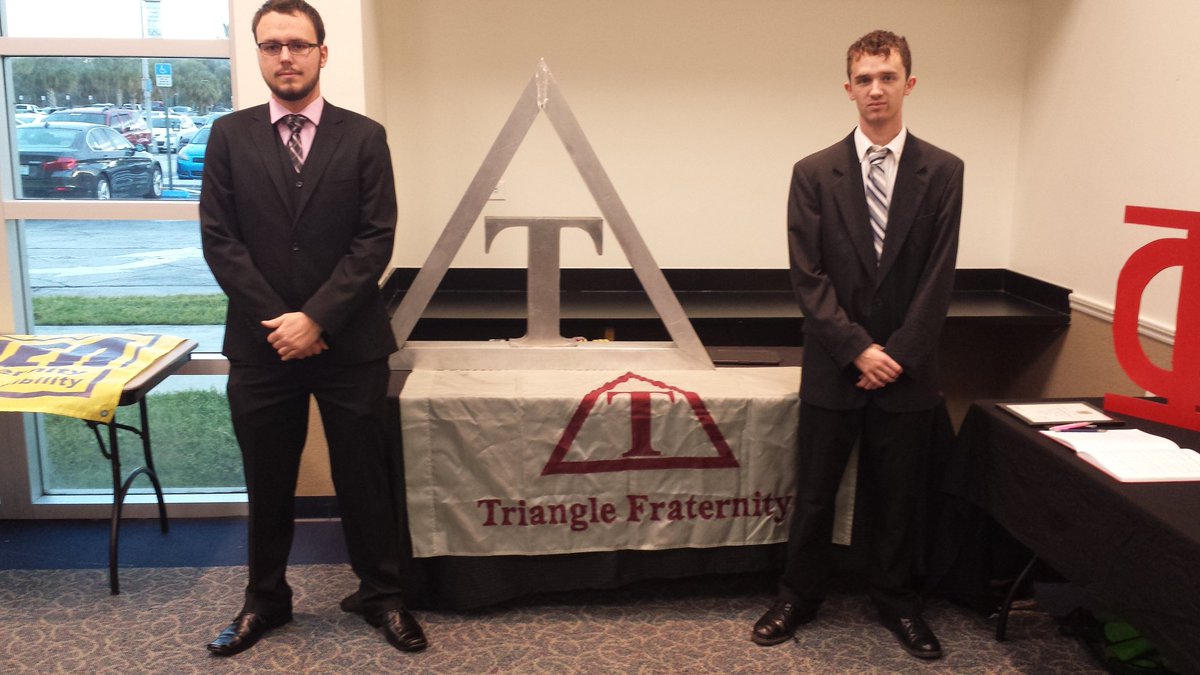 Brothers representing Triangle at Meet the Greeks Check out our rush events this week Stop by the breezeway for info